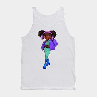 Anime girl Princess Cute black girl 7 Melanin Afro African American Tank Top